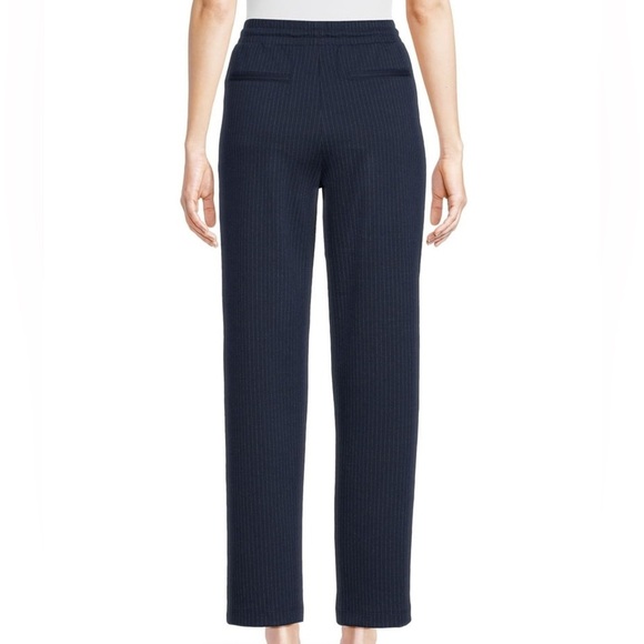 Time And Tru Pull On Navy Blue Pinstripe High Rise Knit Pants Size Medium 8-10 - Picture 3 of 16